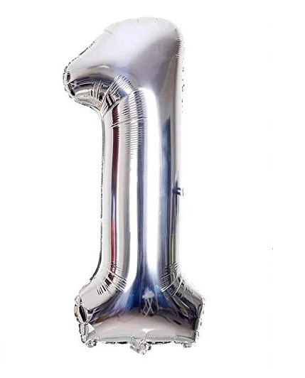 Фольгована цифра 1, срібло, 1м, фото 1