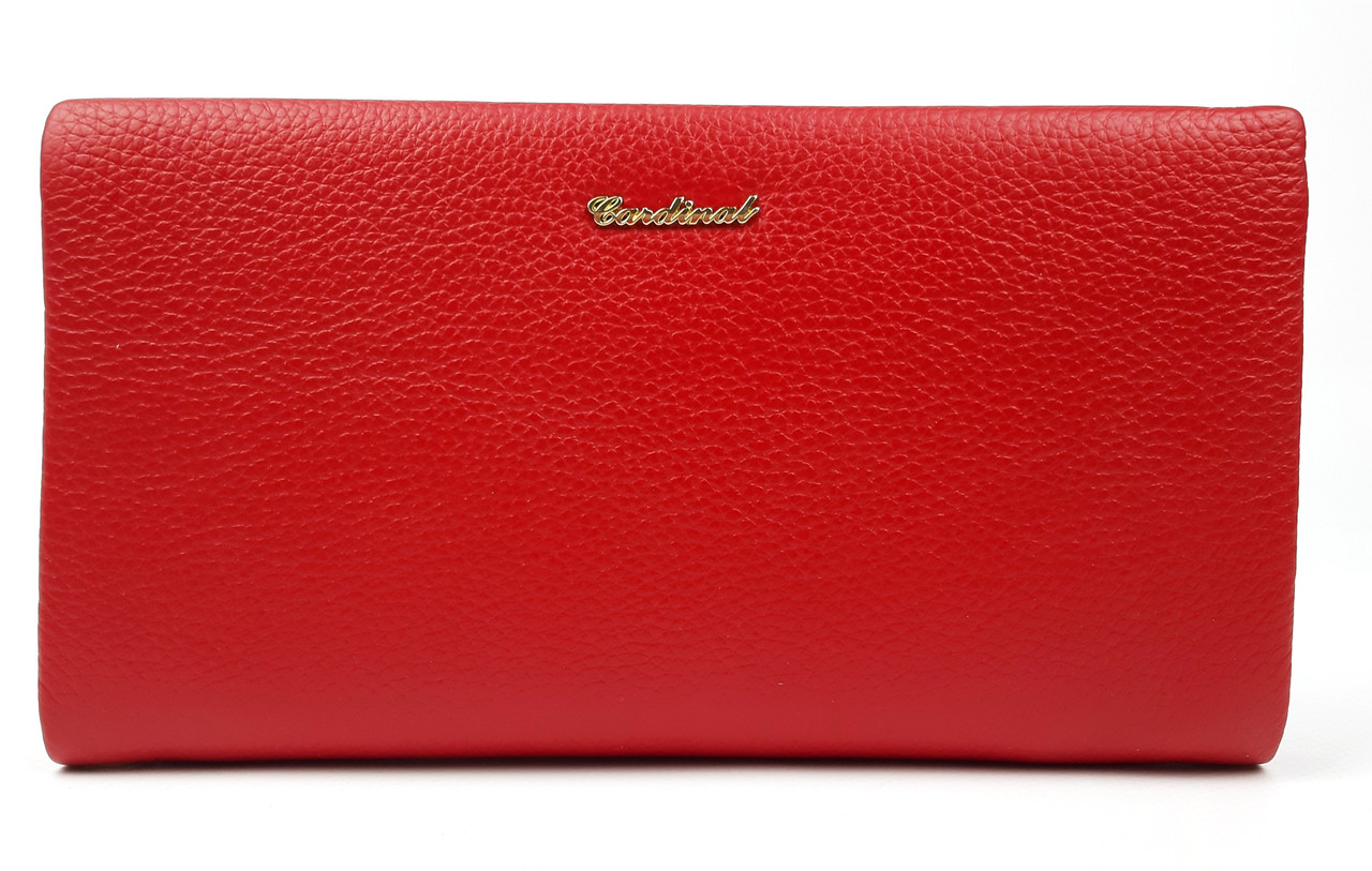 Жіночий гаманець з натуральної шкіри Cardinal 21.5 х 12 х 3 см на блискавці Червоний