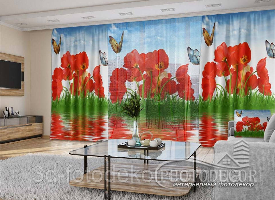3D - Фото Штори і тюль "Білі тюльпани" - будь-який розмір. Читаємо опис!