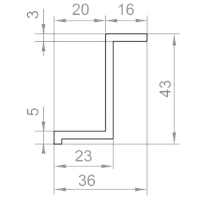 Алюмінієвий профіль — Z-подібний алюмінієвий профіль 36х43х3 Б/П