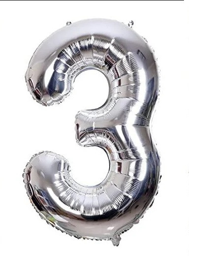 Фольгована цифра 3, срібло, 1м, фото 1