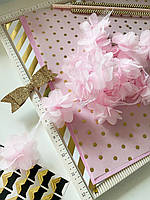 Шифонові квіти для прикрас, декору одягу, 5 см світло-рожевого кольору, 1 шт