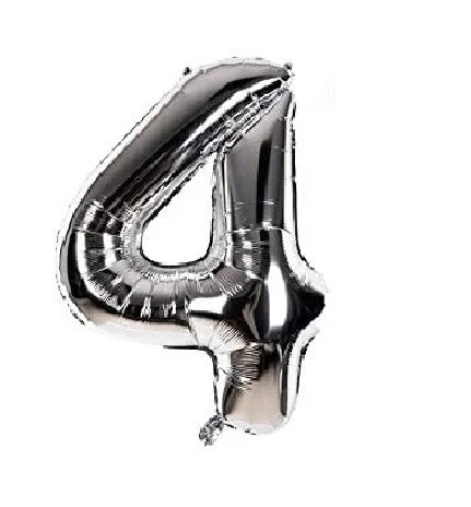Фольгована кулька цифра "4" срібло розмір 1 метр, фото 1
