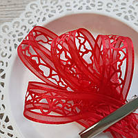 Стрічка ажурна червона. Ширина 2,2 см — 9 грн метр