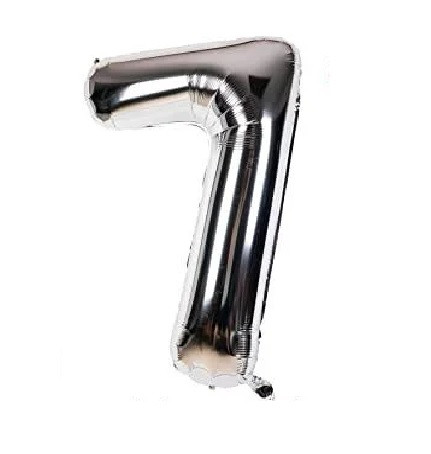 Фольгована кулька цифра "7" срібло розмір 1 метр, фото 1