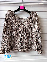 Блузка женская шифоновая леопардовая размер 42-46 (2цв) "SVITANOK" купить недорого от прямого поставщика