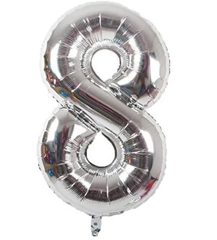 Фольгована кулька цифра "8" срібло розмір 1 метр, фото 1