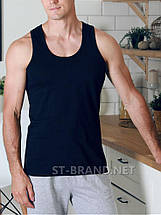 Темно-синя чоловіча майка 100% бавовна, розміри:46/48/50/52/54/56 / однотонні чоловічі майки, фото 3