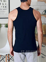 Темно-синя чоловіча майка 100% бавовна, розміри:46/48/50/52/54/56 / однотонні чоловічі майки, фото 4