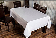 Скатертина тефлонова 350х160 на святковий стіл білого та кремового кольору