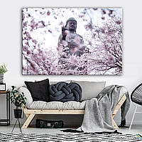 Картина интерьерная на холсте Будда и цветущая сакура