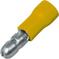 Клема кабельна кругла (штекер) 4-6мм2, Ø5мм, жовта, 1уп-100шт, MPD5.5-195, 500593
