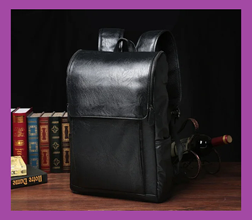 Стильный большой мужской городской рюкзак Мужской рюкзак для ноутбука из экокожи черный