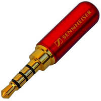 Штекер 3.5мм 4C Sennheiser, 4-х контактный, металлический корпус, красный, 1уп-10шт