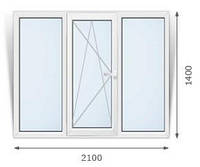 Пластиковое окно Алюпласт Aluplast IDEAL 7000 (85мм) (Германия) шестикамерное энергосберигающее 2100х1400,