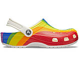 Крокси шльопанці Класик графіка Сабо оригінал/Crocs Classic Rainbow Stripe Clog (206360), Веселка 43, фото 5