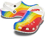 Крокси шльопанці Класик графіка Сабо оригінал/Crocs Classic Rainbow Stripe Clog (206360), Веселка 43, фото 3