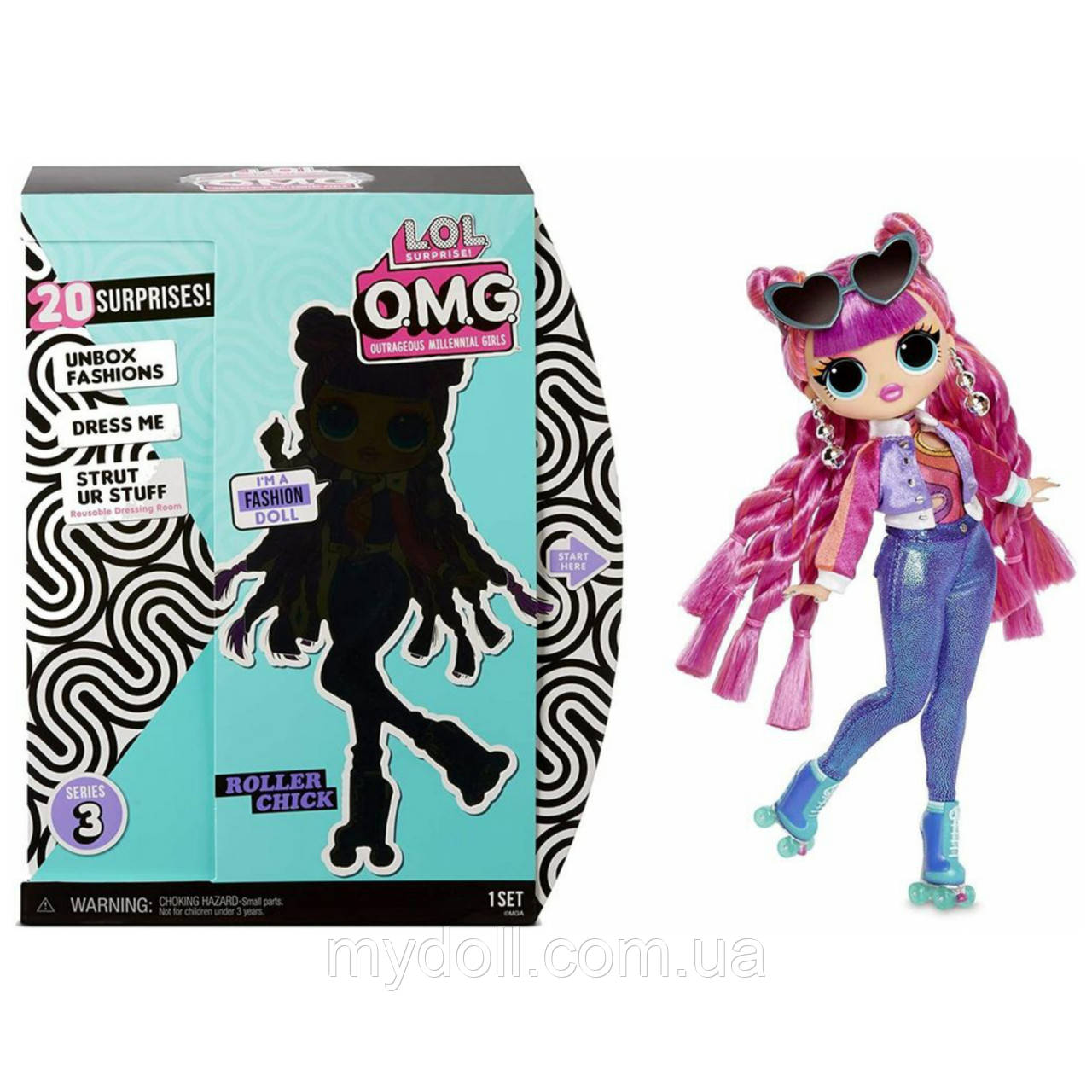 Лялька ЛОЛ ОМГ Диско-скейтер Ролер LOL OMG Roller Chick L.O.L. Surprise! O. M. G. Series 3 Оригінал 567196