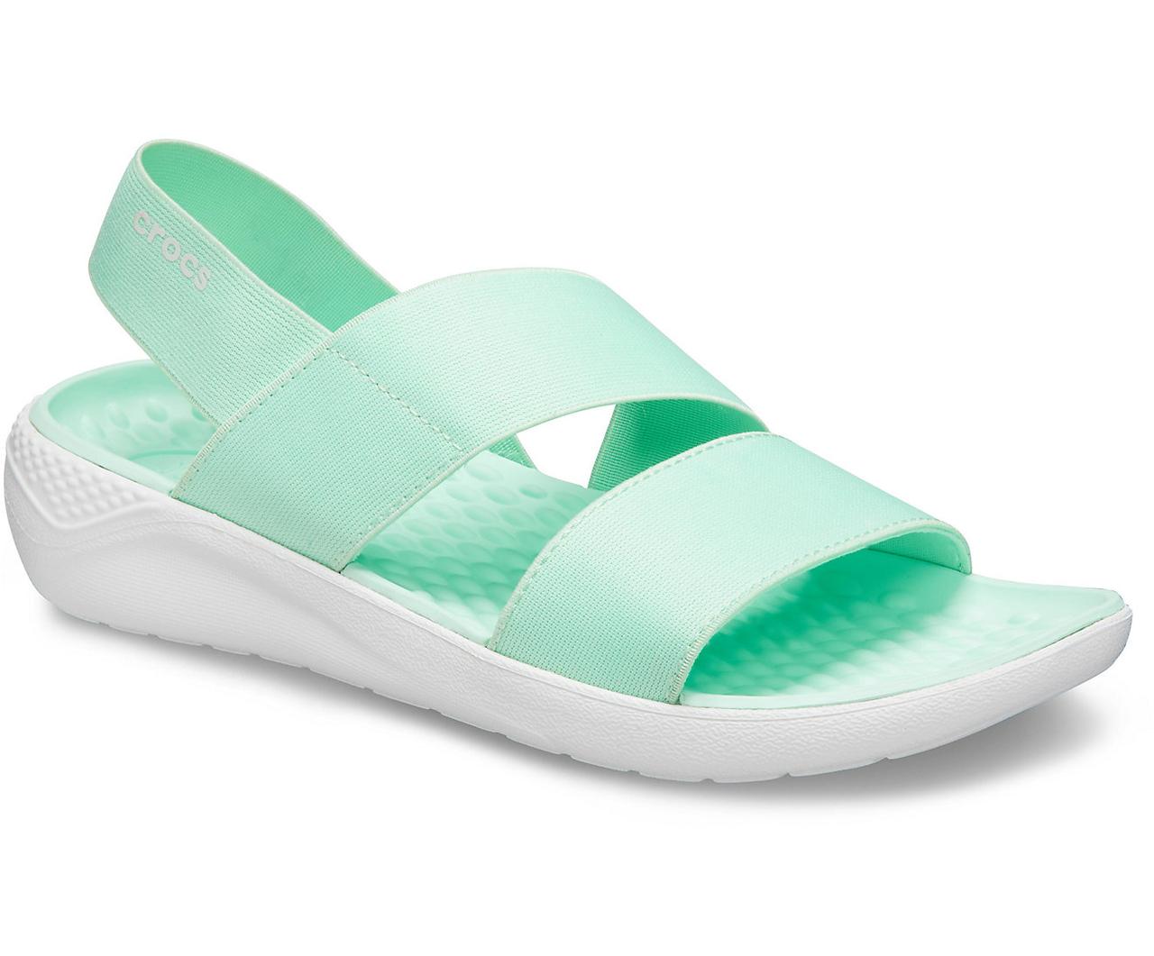 Босоніжки жіночі Крокси ЛайтРайд Стретч оригінал / Crocs women's LiteRide Stretch Sandal (206081), М'ятні