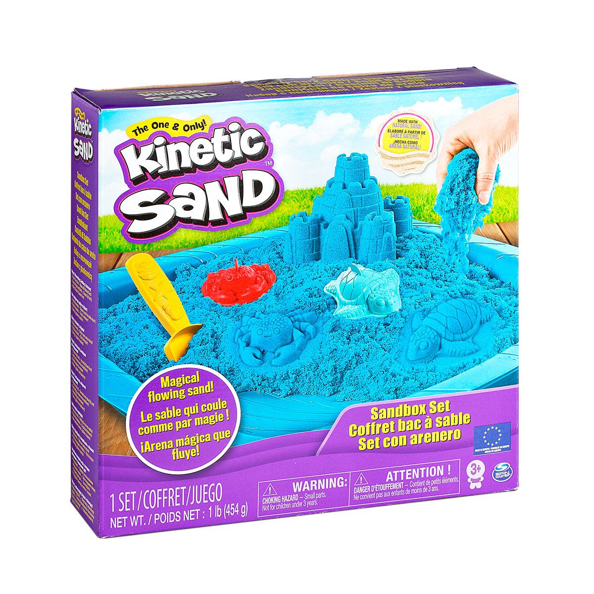 Набір піску для творчості — KINETIC SAND ЗАМОК З ПІСКА (кинетичний блакитний, 454 г, формочки, лоток)