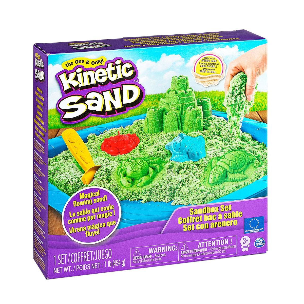 Набір піску для дитячої творчості - KINETIC SAND ЗАМОК З ПІСКУ (кінетичний зелений, 454 г, формочки, лоток)