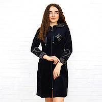 Женский велюровый халат с капюшоном Romeo Life 3082, Черный, XL