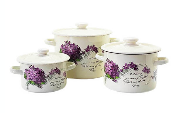 Набір каструль емальованих 822 Віола молочна Idilia