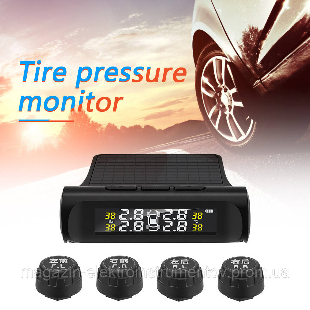 Система контролю тиску в шинах TPMS РК TY02-W, зовнішні датчики, Blutooth + сонячна панель