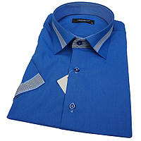 Ярко-синяя мужская рубашка Negredo 590 NKS 08 с коротким рукавом