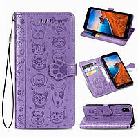 Чохол Embossed Cat and Dog для Xiaomi Redmi 7A книжка шкіра PU Purple