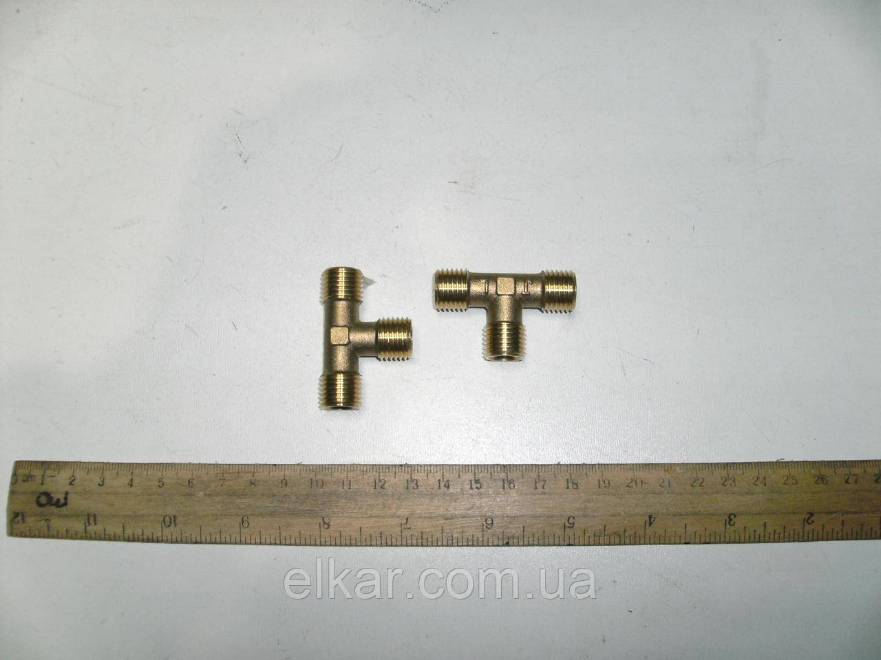 Трійник прохідний М14*1,5хМ14*1,5хМ14*1,5  864919 латунь, фото 1