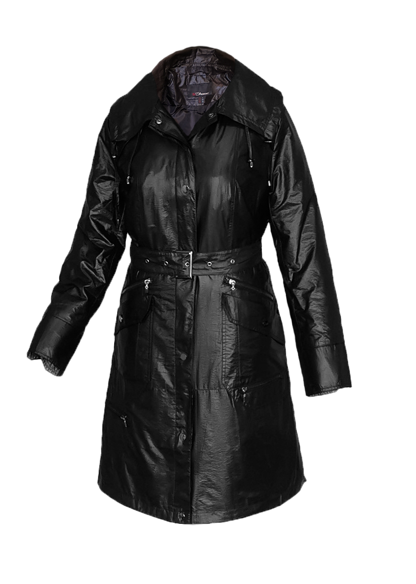 Плащ жіночий довгий з капюшоном City Classic Чорний, фото 1