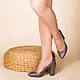 Туфлі жіночі шкіряні з гострим носком на стійкому каблуці 9 див. Будь-який колір., фото 2