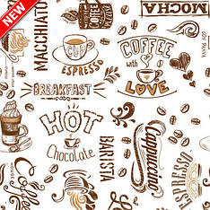 Турецька клейонка на стіл DEKORAMA кавовий мотив