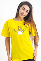Футболка желтая Симпсоны , хлопок 100% , Дизайнерская футболка гомер симпсон