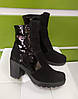 STTOPA демі зима 17,5.Розміри 36-41. Напівчоботи великих розмірів шкіряні. Каблук 8 см. 205-3641-8 Чорні, фото 5