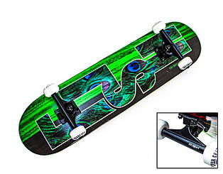 Дерев'яний скейтборд (9 шарів канадського клена) GREEN PEAFOWL, 79*20 см