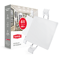 Світильник врізний MAXUS SP edge 6W, 4100К (квадрат)