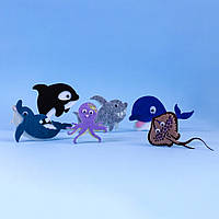 Декор із фетру Набір фігурок "Морські тварини" для творчості (вирубка, висічка)