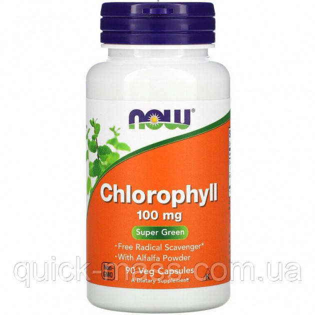 Хлорофіл NOW Foods Chlorophyll 100 мг 90 капсул, фото 1