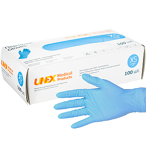 Рукавички нітрилові Unix Gloves 3,5 г/м2 100 шт., блакитні M