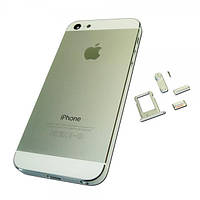 Задня кришка корпуса Apple iPhone 5 срібляста + зовнішні кнопки і лотком SIM карти