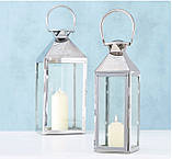 Набір 2-х підсвічників "Ліхтар Джейсон" з нержавіючої сталі h35-45см, фото 2