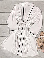 Белый молодежный халат из плюшевого велюра. Домашняя женская одежда ТМ Exclusive