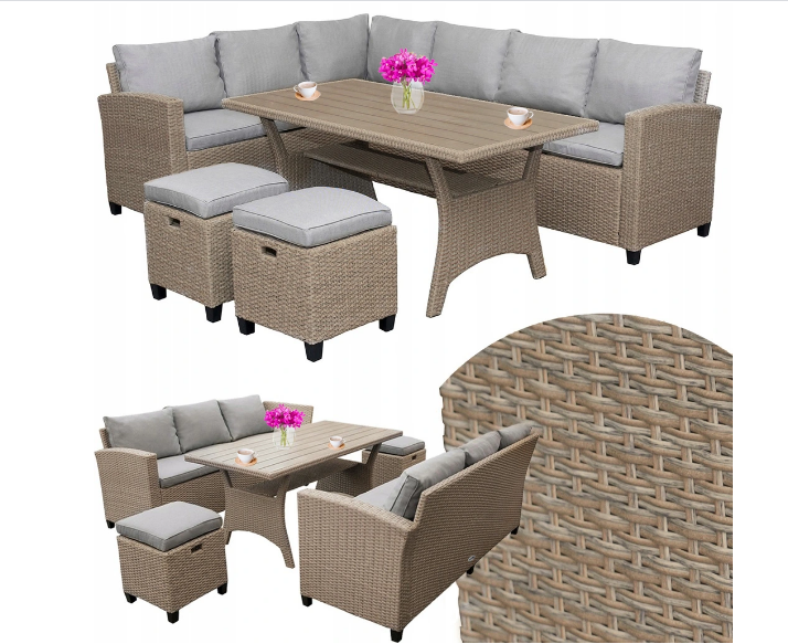 Набір садових меблів зі штучного ротанга кутової Венеція Jumi коричневий, фото 1