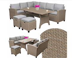 Набір садових меблів зі штучного ротанга кутової Венеція Jumi коричневий