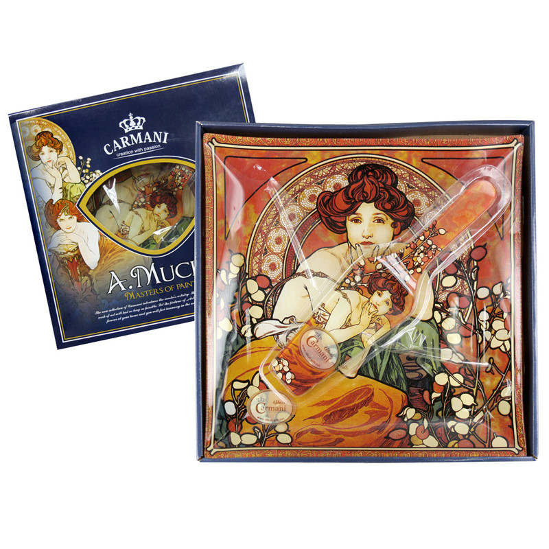 Скляна тарілка-тортівниця + лопатка А. Муха Топаз Carmani, 30х30 см (198-1802), фото 1