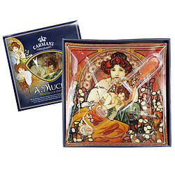 Скляна тарілка-тортівниця + лопатка А. Муха Топаз Carmani, 30х30 см (198-1802)