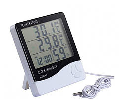 Цифровий термометр годинник гігрометр з датчиком HTC-2