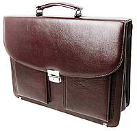 Стильный мужской деловой портфель из эко-кожи, бордовый цвет Exclusive (Украина)
